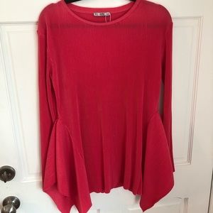 Zara Coral Pink Pleated Peplum Top S
